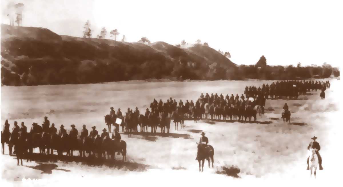 Buffalo Soldiers - This is the 9th Cavalry assembled as part of a unit portrait made, probably in the late 1880's.