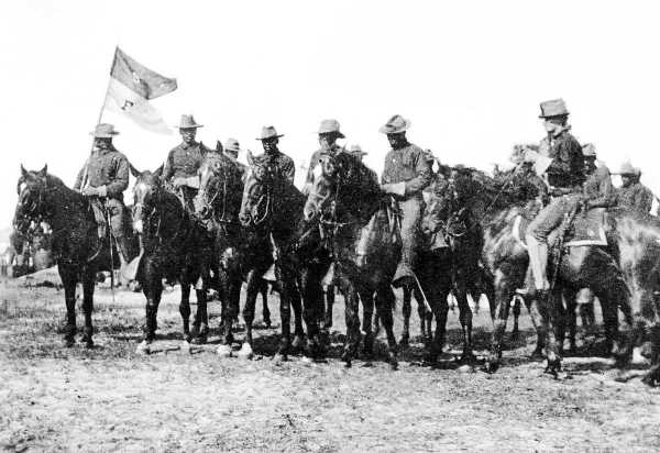 Buffalo Soldiers - The 9th Cavalry F troop around the turn of the Century. This picture was made in either Florida or Georgia and may be of maneuvers just before the Spanish American War fought in Cuba.
