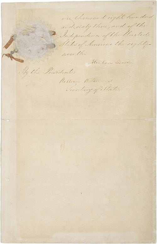 Abraham Lincoln - Emancipation Proclamation: (1863)