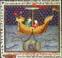 Alexander being lowered underwater in a glass barrel to explore the wonders of the deep From iThe Old French Prose Alexander Romancei manuscript Rouen 