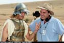 Historian Robin Lane Fox and Oliver Stone exchange compliments over each other's hats