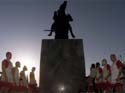 Greeks in ancient dress rally round Thessalonika Alexander statue