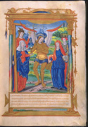Allegory of St Michael from a French manuscript c - iLife Death and Miracles of Saint Jeromei