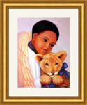 Gretchen Barker Boy Angel with Lion Cub 
