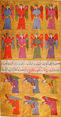 Angels performing isalati Persian miniature ino attributioni