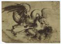 Dragon attacking a lion Leonardo da Vinci