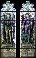 St Michael and St George with dragon stained glass from a St Margaret of Antioch in Essex which seems not to have a St Margaret