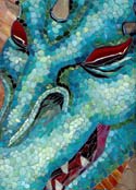 Dragon stained glass mosaic by Beth Norton detail