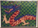 Dragon Mosaic as Illustrationon Antique Hutch Table by Ellen Stern