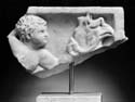 Fragment of sarcophagus lid Eros riding sea griffin Late Imperial c 