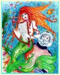 Mermaid Plays Harp for Diver by Saera Lin Hawkins