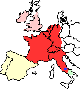 Map of 9th century scripts