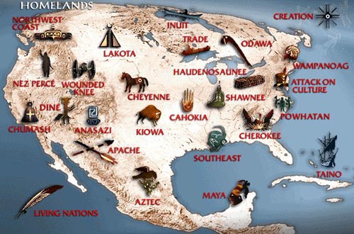 Native Americans - American Indian North America Tribe Map