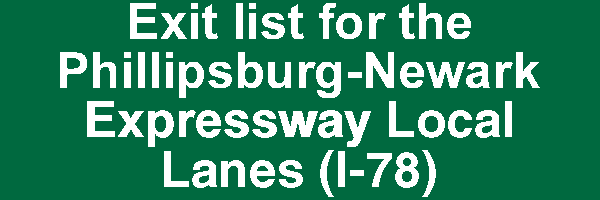Exit list for the Phillipsburg Newark - I 78PNELocalExitsBanner 