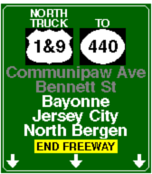 Exit list for the Communipaw Avenue - US 1 9TRKCACExitsNBEnd 