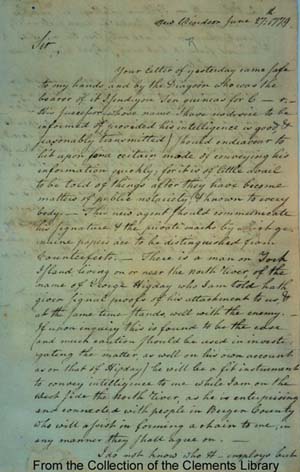 Image of letter (June 27, 1779). Click for larger view.