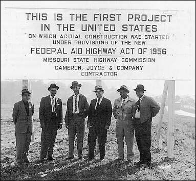 Missouri claims the first interstate highway project to begin construction after the passage of the Federal-Aid Highway Act of 1956.
