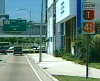 US 1 and US 41 in downtown Miami - US 41 should have been posted "North" or "East"
