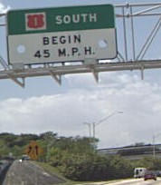 Sign at end of I-95, used to have flashing lights in the holes